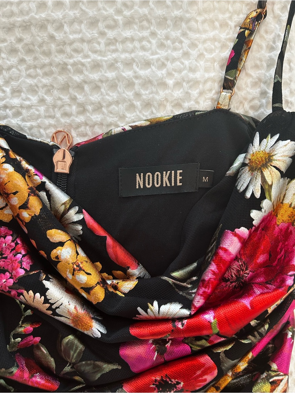 Revolve Electric Midi Dress in Black + Floral - Picture 6 of 7